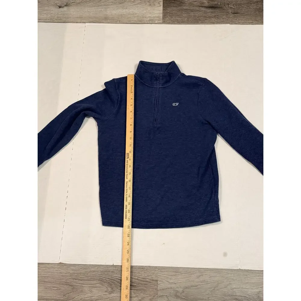 Vineyard Vines Boys M 12-14 Navy 1/4 Zip Pullover Sweatshirt Cotton Blend